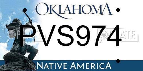 PVS974 Oklahoma License Plate