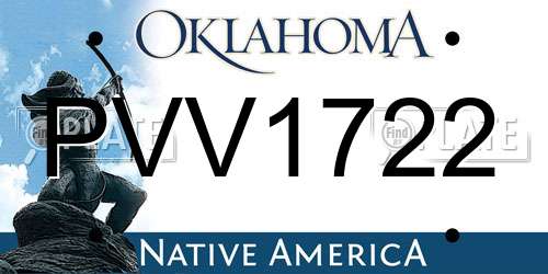 PVV1722 Oklahoma License Plate