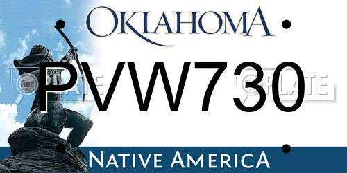 PVW730 Oklahoma License Plate