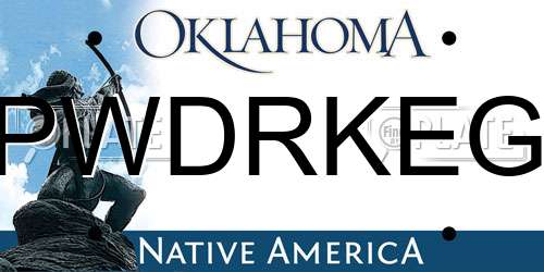 PWDRKEG Oklahoma License Plate