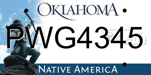 PWG4345 Oklahoma License Plate
