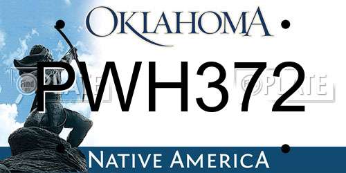 PWH372 Oklahoma License Plate