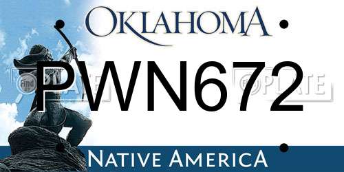 PWN672 Oklahoma License Plate