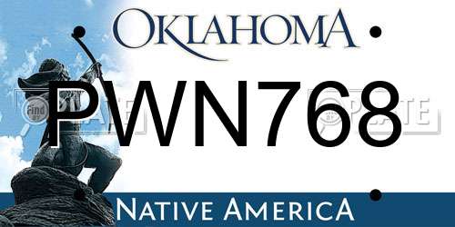 PWN768 Oklahoma License Plate