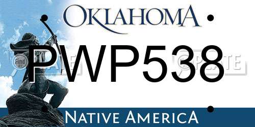 PWP538 Oklahoma License Plate