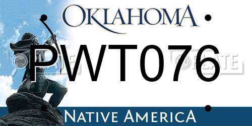 PWT076 Oklahoma License Plate