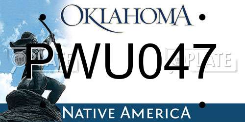 PWU047 Oklahoma License Plate