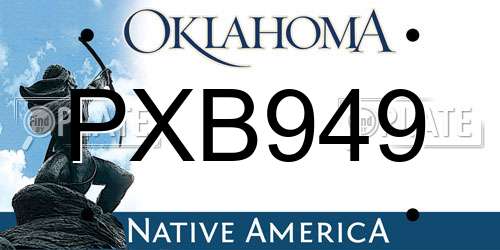 PXB949 Oklahoma License Plate