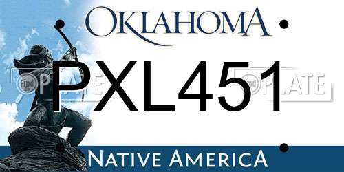 PXL451 Oklahoma License Plate