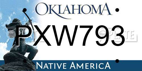PXW793 Oklahoma License Plate