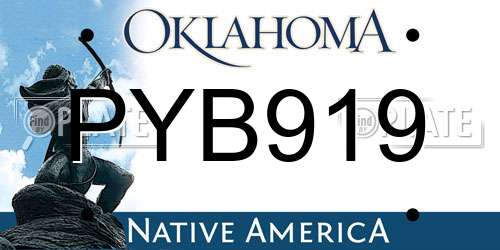 PYB919 Oklahoma License Plate