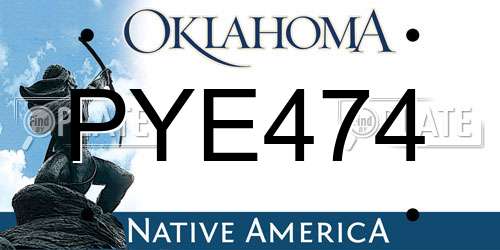 PYE474 Oklahoma License Plate
