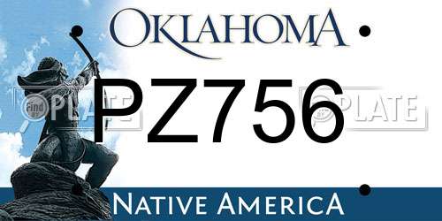 PZ756 Oklahoma License Plate