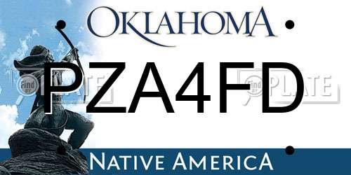 PZA4FD Oklahoma License Plate