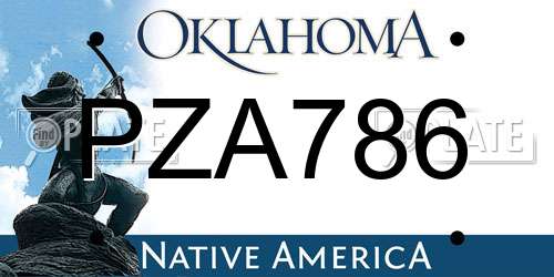 PZA786 Oklahoma License Plate