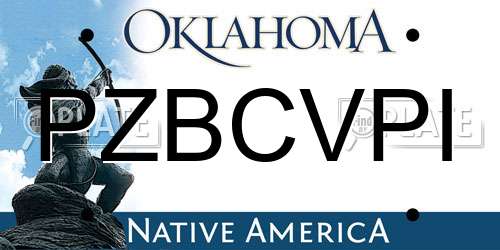 PZBCVPI Oklahoma License Plate