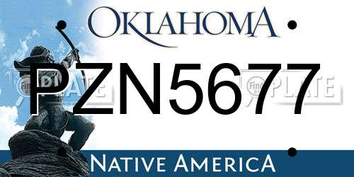 PZN5677 Oklahoma License Plate