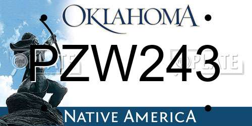 PZW243 Oklahoma License Plate
