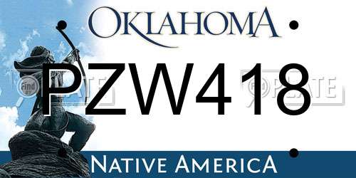 PZW418 Oklahoma License Plate