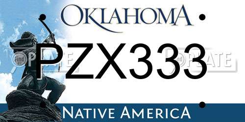 PZX333 Oklahoma License Plate