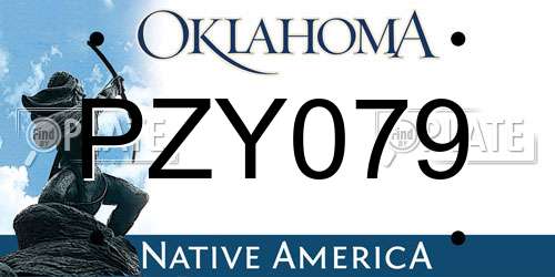 PZY079 Oklahoma License Plate