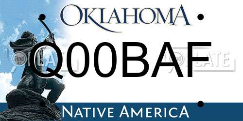 Q00BAF Oklahoma License Plate