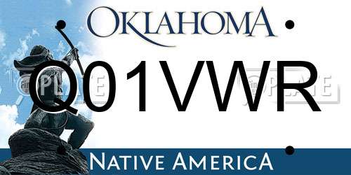 Q01VWR Oklahoma License Plate