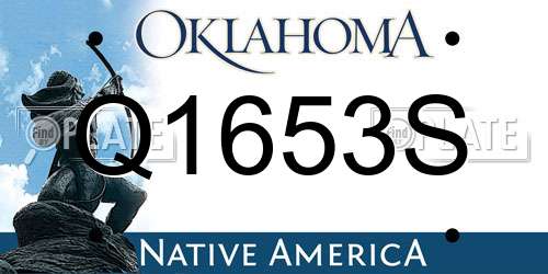 Q1653S Oklahoma License Plate