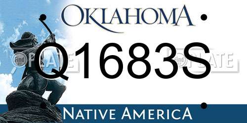 Q1683S Oklahoma License Plate
