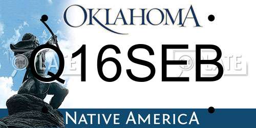 Q16SEB Oklahoma License Plate