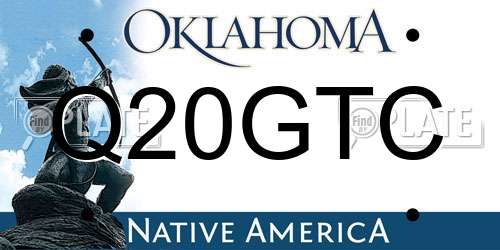 Q20GTC Oklahoma License Plate