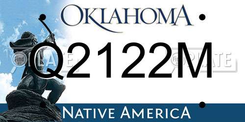 Q2122M Oklahoma License Plate