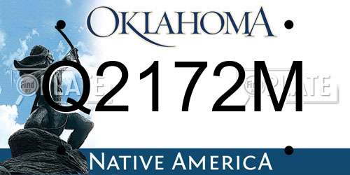 Q2172M Oklahoma License Plate