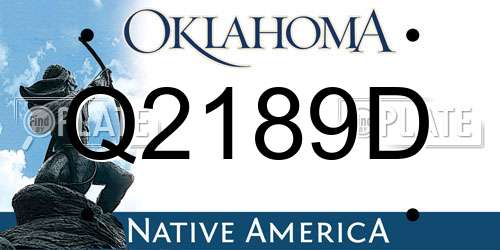 Q2189D Oklahoma License Plate