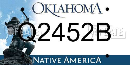 Q2452B Oklahoma License Plate