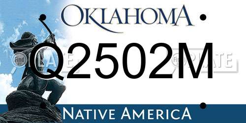 Q2502M Oklahoma License Plate