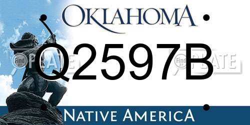 Q2597B Oklahoma License Plate