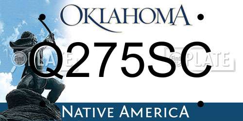 Q275SC Oklahoma License Plate