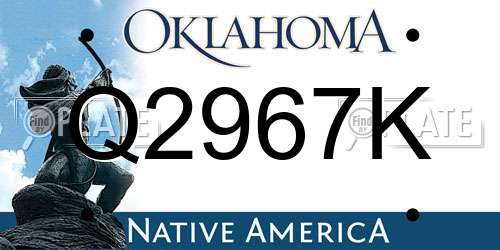 Q2967K Oklahoma License Plate