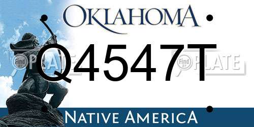 Q4547T Oklahoma License Plate
