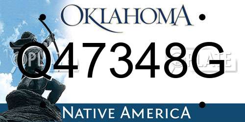 Q47348G Oklahoma License Plate