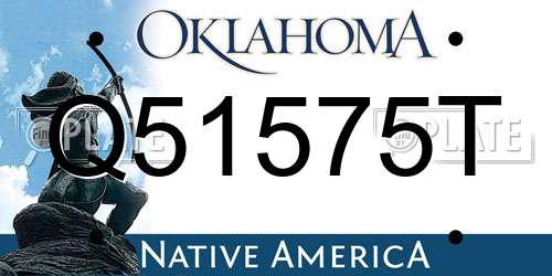 Q51575T Oklahoma License Plate