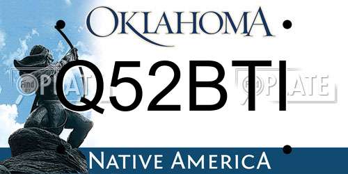 Q52BTI Oklahoma License Plate