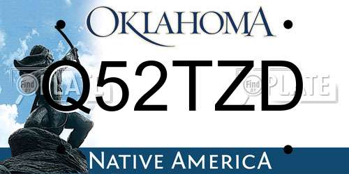 Q52TZD Oklahoma License Plate