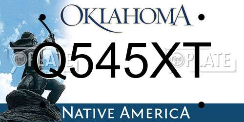Q545XT Oklahoma License Plate