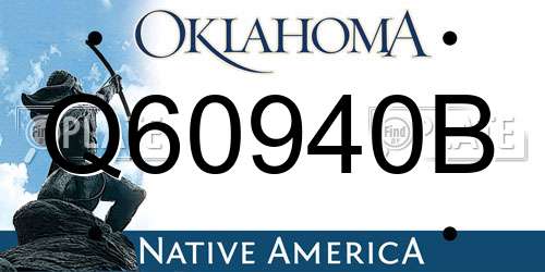 Q60940B Oklahoma License Plate