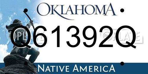 Q61392Q Oklahoma License Plate