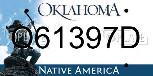 Q61397D Oklahoma License Plate