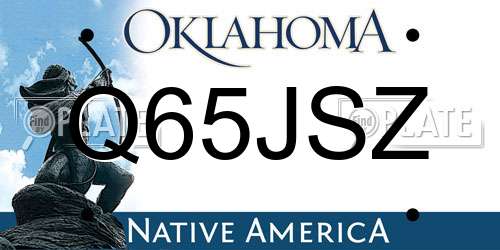 Q65JSZ Oklahoma License Plate