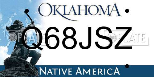 Q68JSZ Oklahoma License Plate